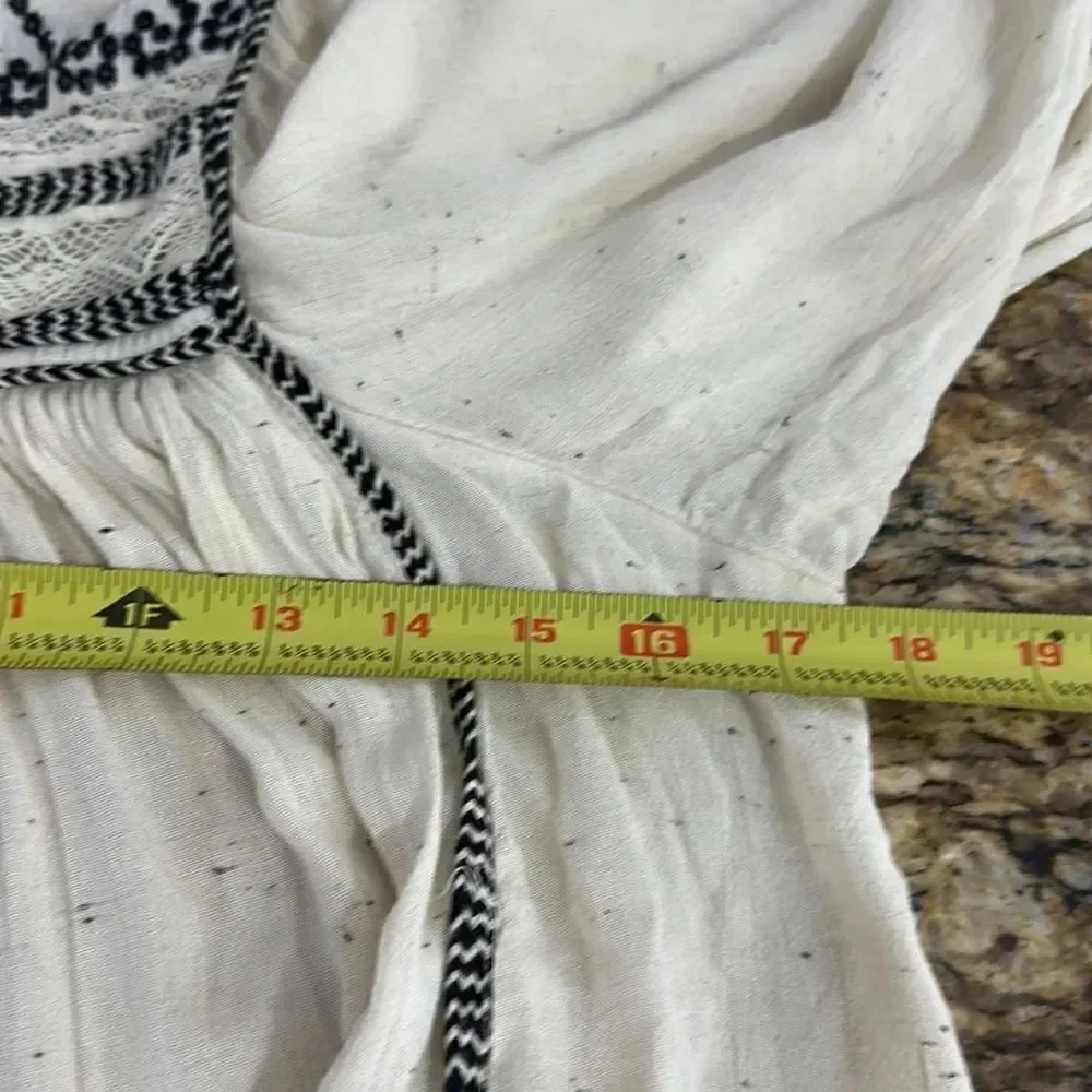 Free People Boho Cyprus Avenue Ivory Embroidered Top Blouse Size XS